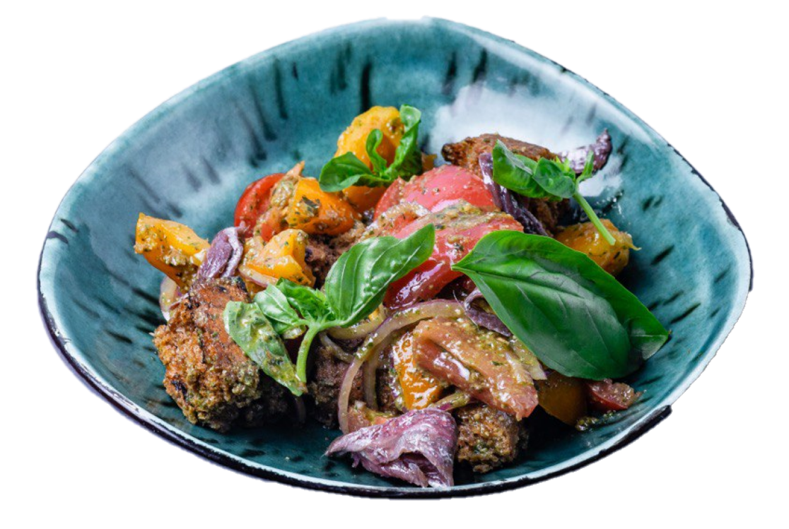 Salad of anchovies and tomatoes with pesto sauce